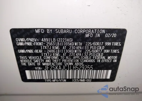 2020 Subaru Forester Premium from USA, damaged, VIN JF2SKAJC1LH529255